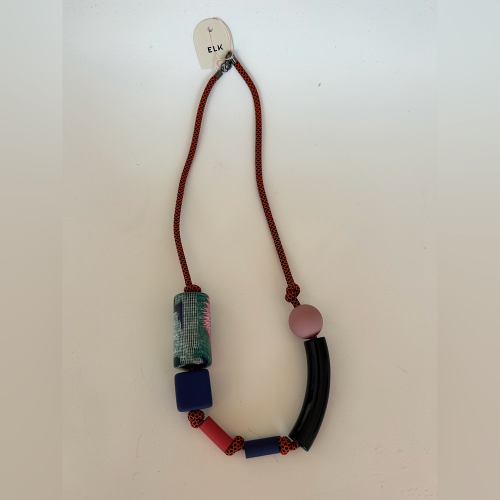 Elk the Label resin, metal and cord necklace